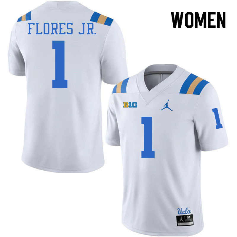 Women #1 Rico Flores Jr. Big 10 Conference College Football Jerseys Stitched-White